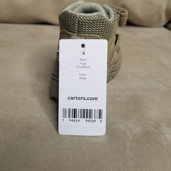 Carters Inigo Toddler Boy Sz 4 Outdoor Hiking boots Khaki NWT - Picture 4 of 11
